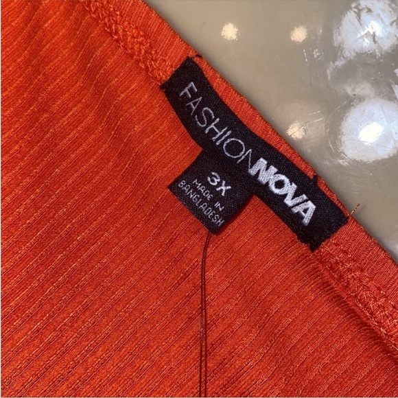 Plus Size Orange Ribbed Halter Top - Picture 6 of 12